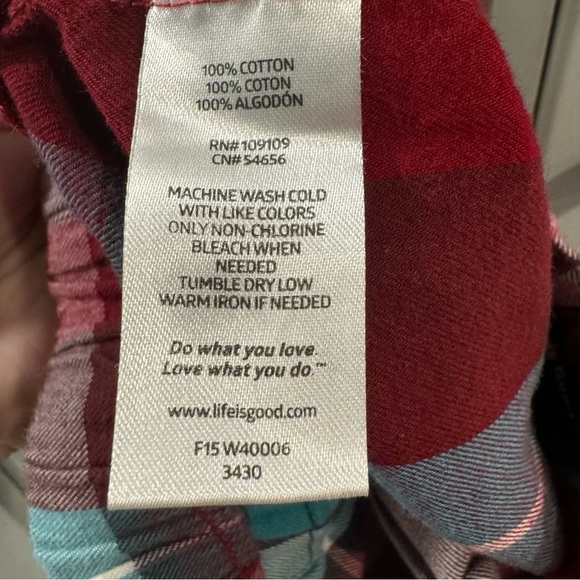 Life Is Good Women’s XXL Plaid Lightweight Flannel Sleep Pants Maroon Teal White - Picture 4 of 5